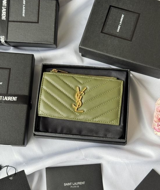 Yves Saint Laurent YSL Grain Leather Card Holder 607915