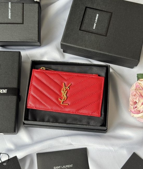 Yves Saint Laurent YSL Card Holder Textured Leather 607915