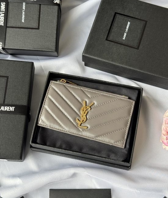 Yves Saint Laurent YSL Card Holder Textured Leather 607915