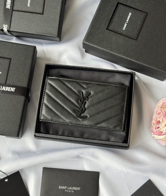 Yves Saint Laurent YSL Card Holder Textured Leather 607915