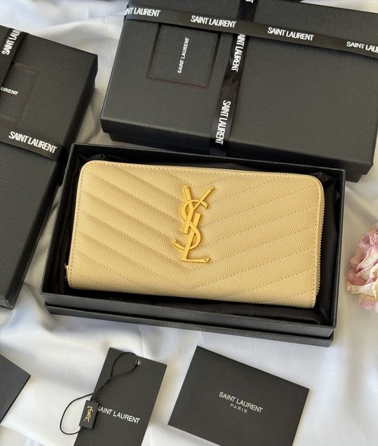 Yves Saint Laurent YSL Caviar Leather Zip Wallet 358094