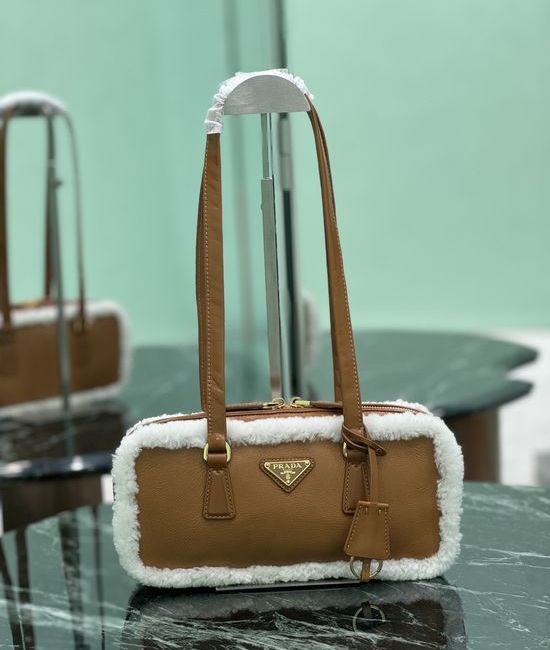 Prada Shearling Top Handle Handbag 1BB124