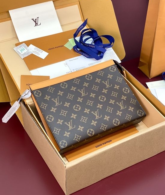 Louis Vuitton LV Pochette Voyage Yellow Monogram Macassar Handbag M12820