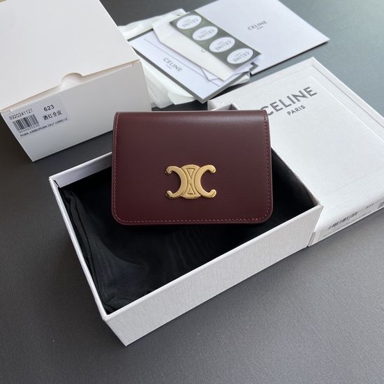Celine TRIOMPHE Glazed Calfskin Short Wallet 10K623DPV.38NO