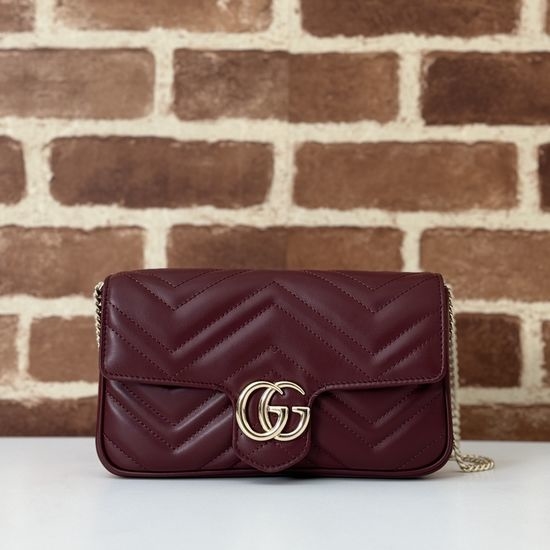 Gucci Wine Red Bag with White Sheepskin Lining 6857