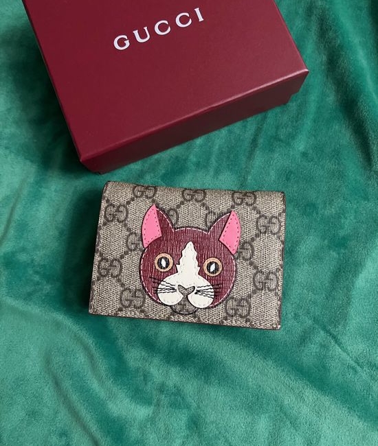 Gucci Cartoon Pattern Calfskin Card Holder Wallet 818767