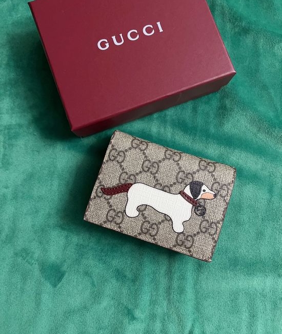 Gucci Cartoon Pattern Calfskin Card Holder Wallet 818767