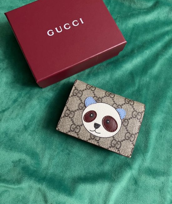 Gucci Cartoon Pattern Calfskin Card Holder Wallet 818767