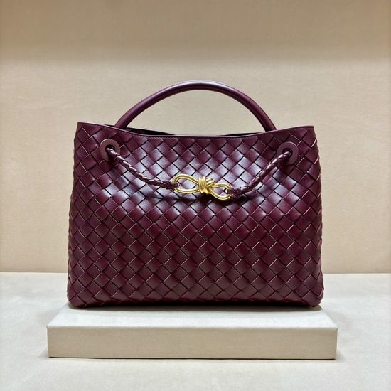 Bottega Veneta BV Andiamo Woven Lambskin Handbag 8463