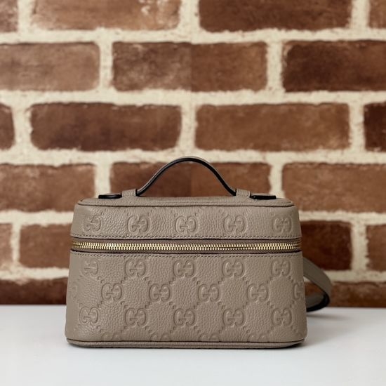 Gucci Original Leather Grey Litchi G Bag 815949