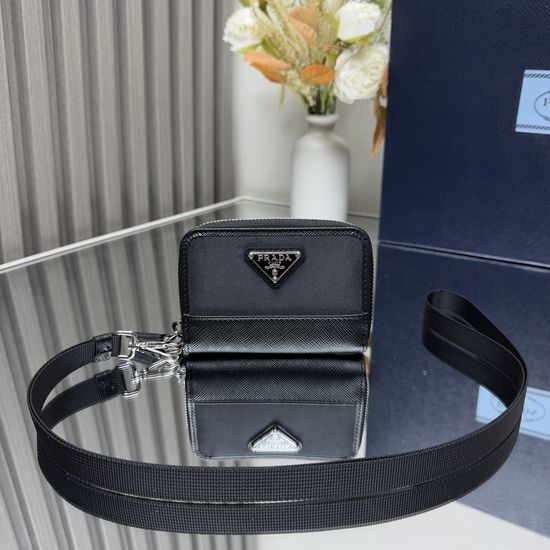 Prada Saffiano Re-Nylon Small Wallet with Card Slots 2MR039