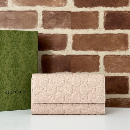 Gucci Pink Litchi Embossed Wallet 815922