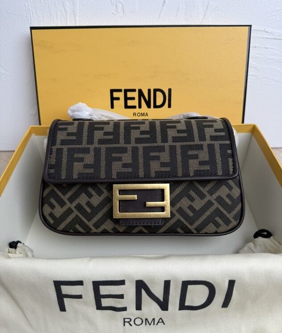 Fendi Baguette Medium Chain Shoulder Bag FF Pattern 793