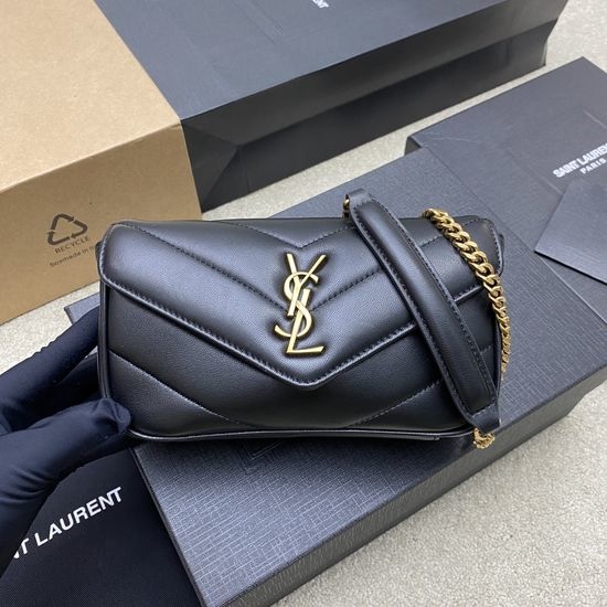Yves Saint Laurent YSL LouLou Mini Black Sheepskin with Detachable Card Case 821749