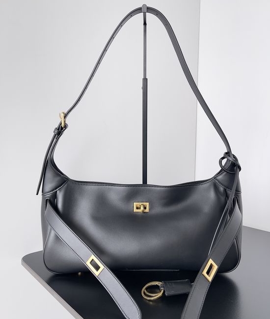 Balenciaga Bel Air Adjustable Strap Shoulder Bag 810680 Black Gold