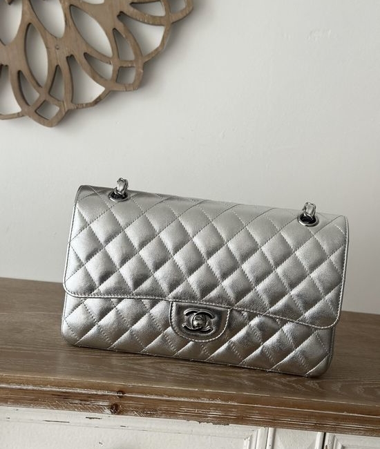 Chanel Classic Flap Lambskin Champagne Gold Bag 1112