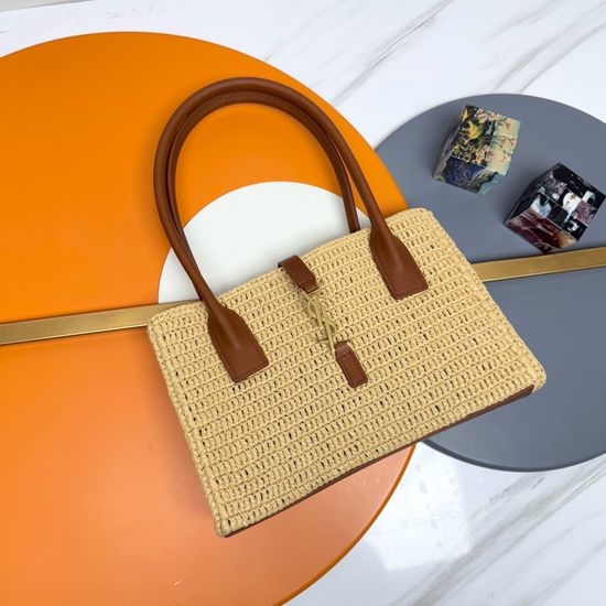 Yves Saint Laurent YSL Raffia Leather Tote Bag 262149