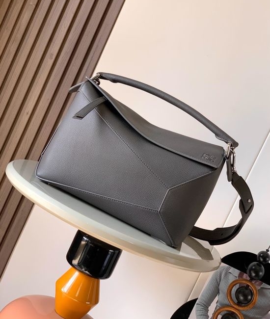 Loewe Puzzle Handbag Gray Brown Lychee 9312