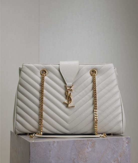 Yves Saint Laurent YSL White Caviar Tote Bag 668900