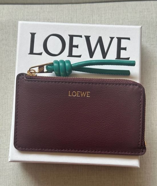 Loewe Burgundy Leather Card Holder 9788