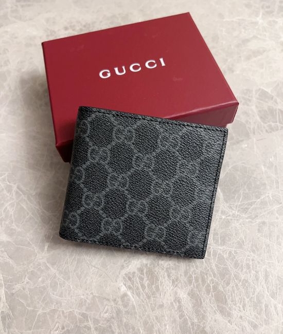 Gucci GG Emblem PVC Calfskin Card Holder Wallet 821200