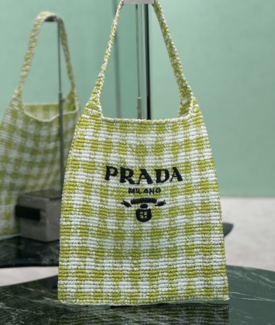 Prada Raffia Woven Tote Crossbody Bag 1BC182