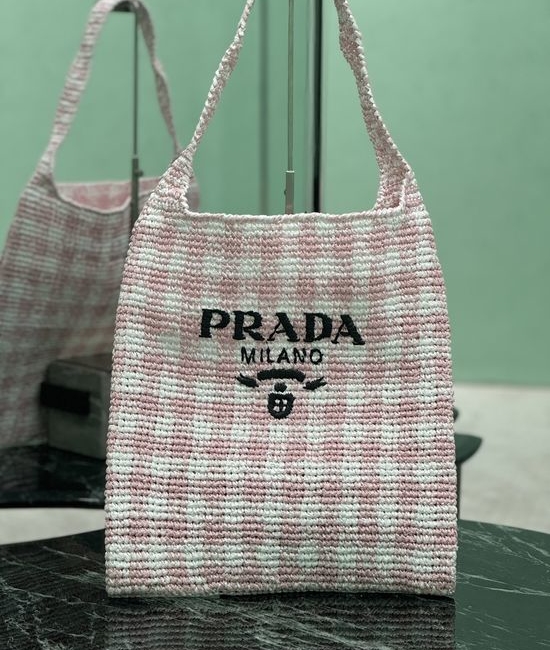 Prada Raffia Woven Tote Crossbody Bag 1BC182