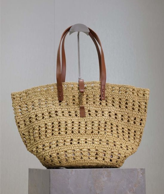Yves Saint Laurent YSL Woven Raffia Tote Bag 688221