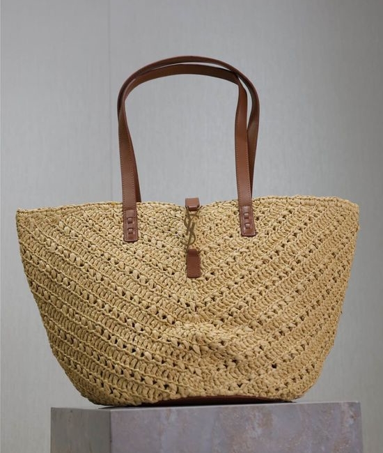 Yves Saint Laurent YSL PANIER Woven Raffia Tote Bag 688221-1