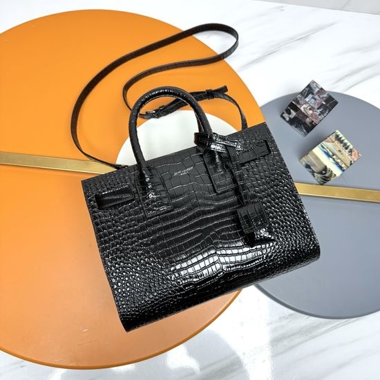 Yves Saint Laurent YSL Sac de Jour Crocodile Embossed Bag 392035.Zx