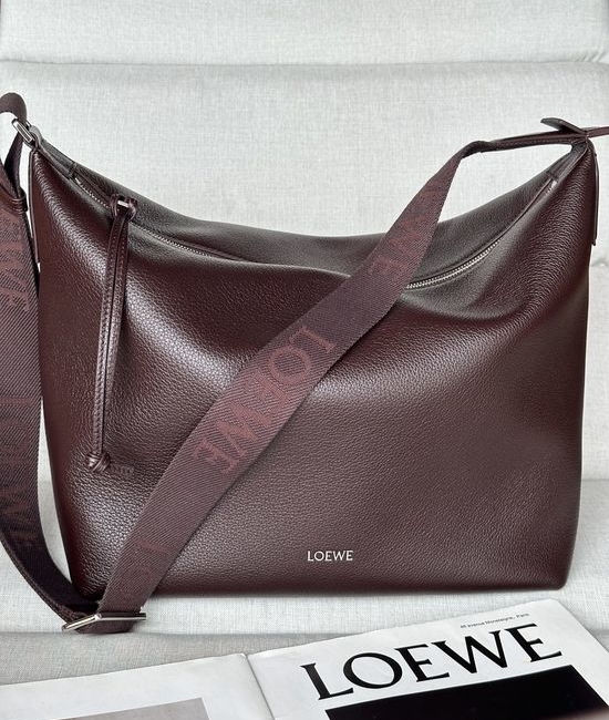 Loewe Cubi Soft Grained Leather Crossbody Bag 2201 Burgundy