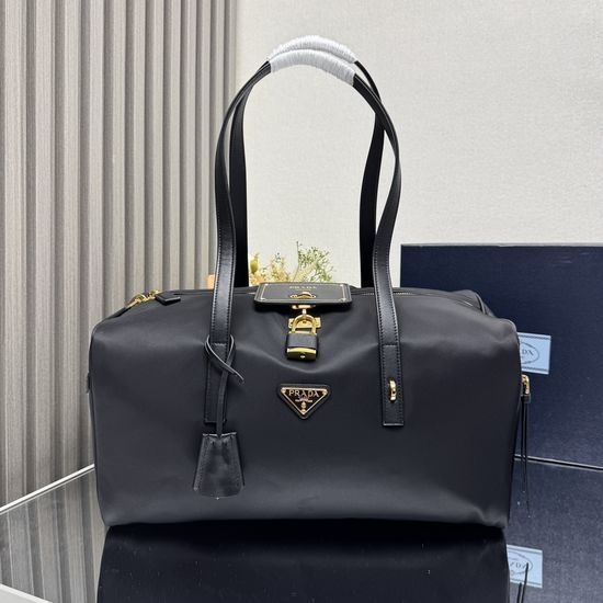 Prada Leather Trimmed Nylon Handbag 1BB135