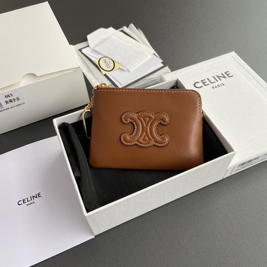 Celine TRIOMPHE Smooth Calfskin Card Wallet 10C663BTA