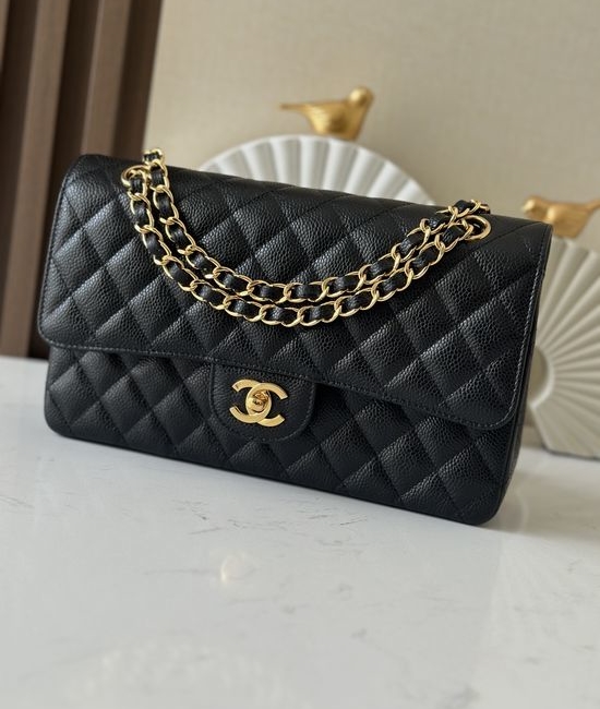 Chanel Classic Flap Vintage Black Caviar Leather Bag A2220