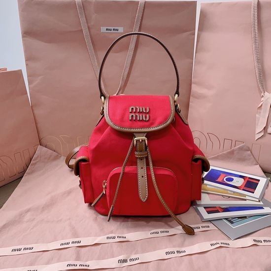 Miu Miu College Style Canvas Leather Backpack 5BZ043