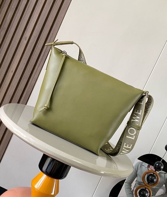 Loewe Cubi Spacious Soft Leather Crossbody Bag 9026 Olive