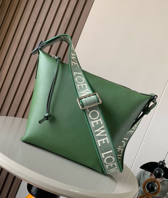 Loewe Cubi Spacious Soft Leather Crossbody Bag 9026 Hunter Green