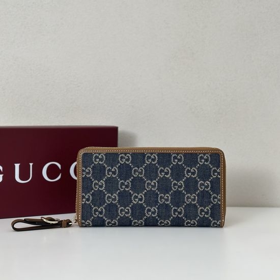 Gucci Wallet Original Leather Blue Denim 819122