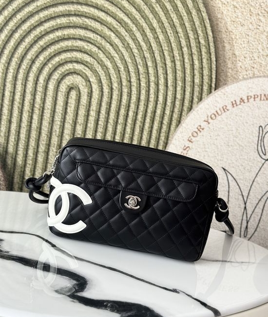 Chanel Cambon Calfskin Flap Camera Bag 3312 Black White