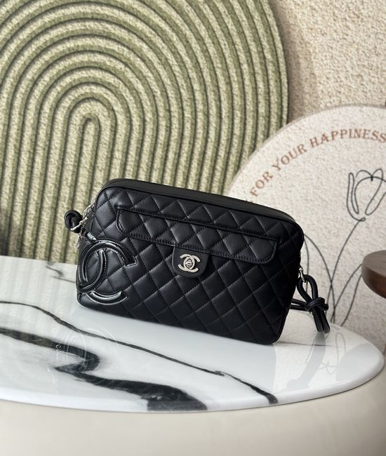 Chanel Cambon Calfskin Flap Camera Bag 3312 All Black
