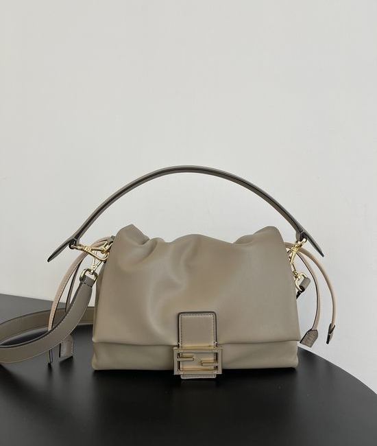 Fendi Mamma Baguette Dove Gray Lambskin Bag 8833