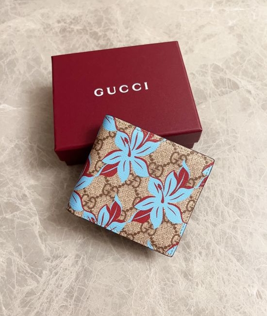 Gucci GG Emblem Blue Printed Wallet 841147