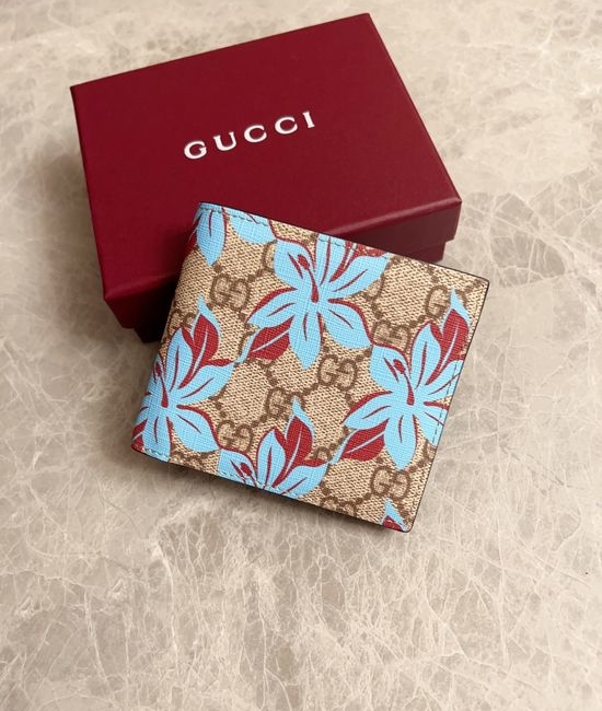 Gucci GG Emblem Blue Printed Wallet 841146