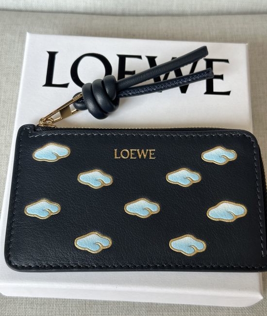 Loewe Nappa Leather Coin Card Holder Dark Blue 0
