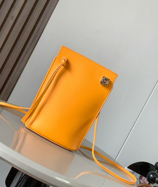 Loewe Dice Pocket Vibrant Yellow Leather Phone Bag 9027