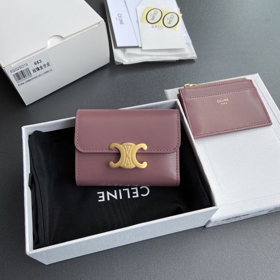 Celine TRIOMPHE Shiny Leather Short Wallet 10L653DS3