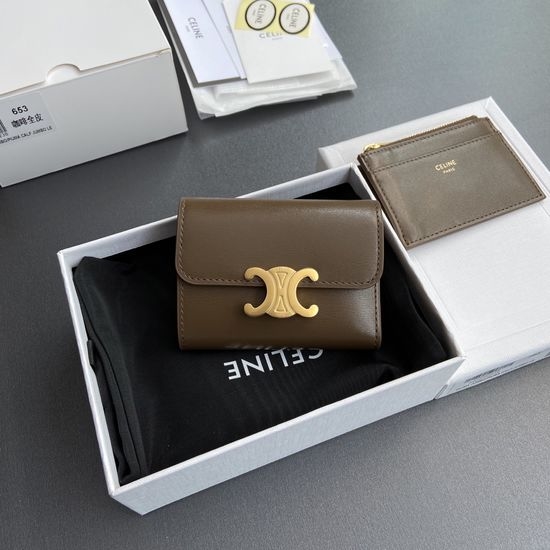 Celine Triomphe Short Wallet Shiny Leather 10L653DS3