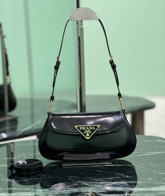 Prada Patent Leather Flap Shoulder Bag 1BD345