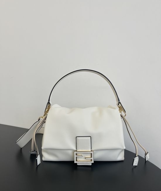 Fendi Mamma Baguette White Lambskin Bag 8833