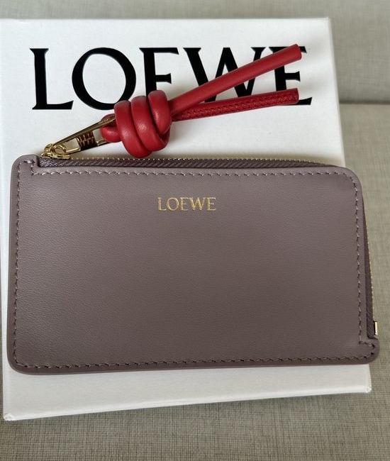 Loewe Grey Purple Leather Card Holder 9782